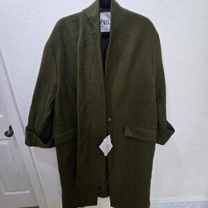 ZARA Manteco wool oversized scarf coat.